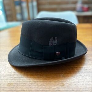 Vintage Black Felted Fedora Hat